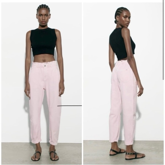 Zara Paperbag High Waisted Baggy Jeans Size 2 - Picture 2 of 13
